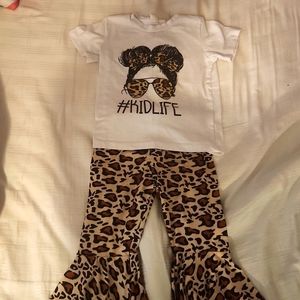 Bellbottom toddler 2-3t girls outfit, cheetah print